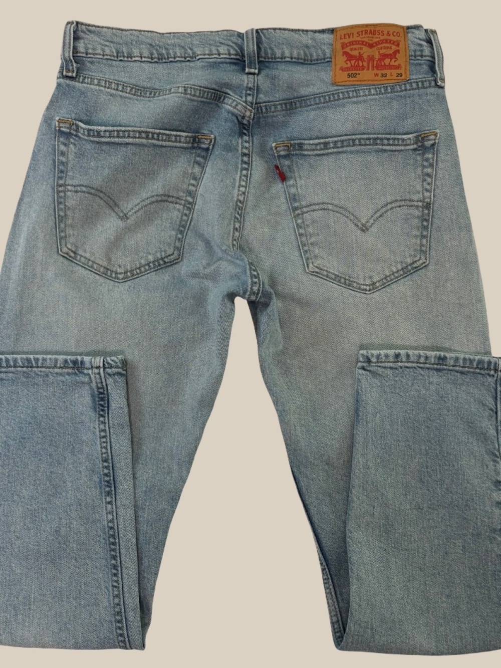 Levi's 502 Men's Regular Taper Jeans Light Wash Blue Denim Red Tab Casual 32x29